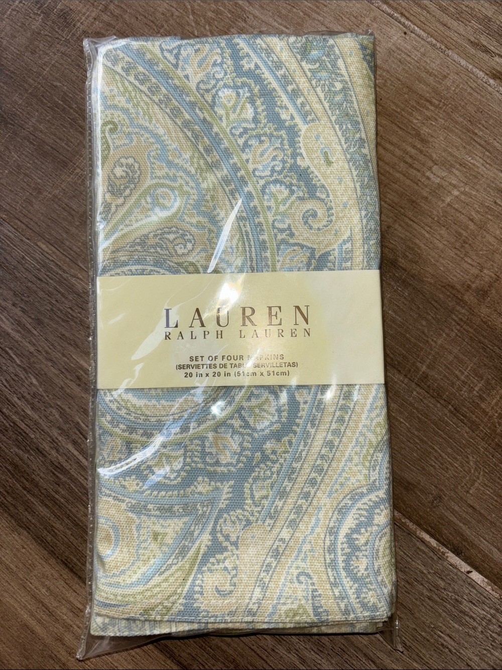 Lauren Ralph Lauren Paisley Napkins in Soft Blue and Pale Yellow